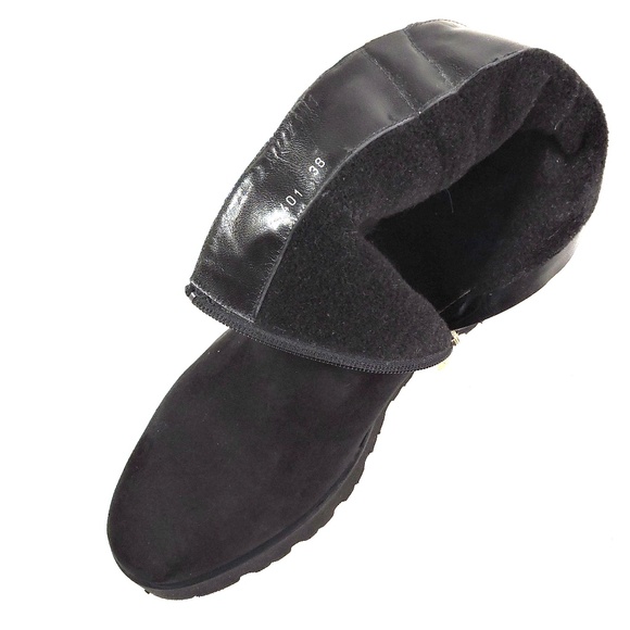 LUIGI TRAINI 🇮🇹 WOMEN'S SOFT BLACK SUEDE COMFORT WINTER FLAT BOOTIE - Picture 7 of 9